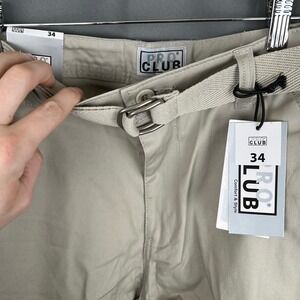 Pro Club Mens Heavyweight Twill Cargo Shorts Khaki Tan with Belt Size 34 NWT